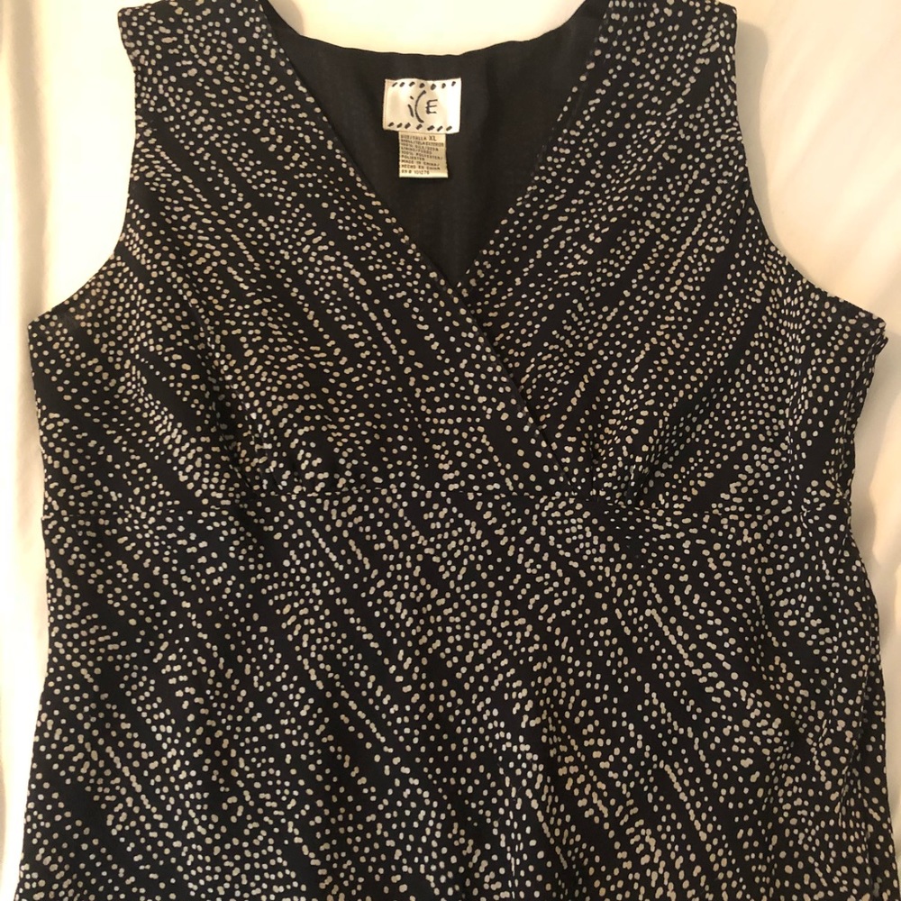 XL sleeveless black polka dot blouse by ICE